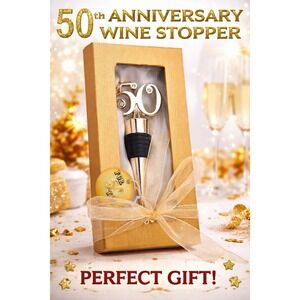 1 Golden 50 50th Anniversary Birthday Wedding Wine Bottle Stopper Favor Gift